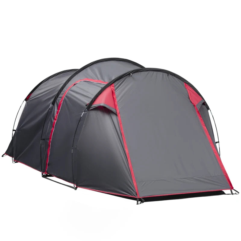 Tenda da Campeggio 2-4 Posti con Vestibolo e Porte con Cerniera, 426x206x154cm Grigio EM6A20-173CGEM6