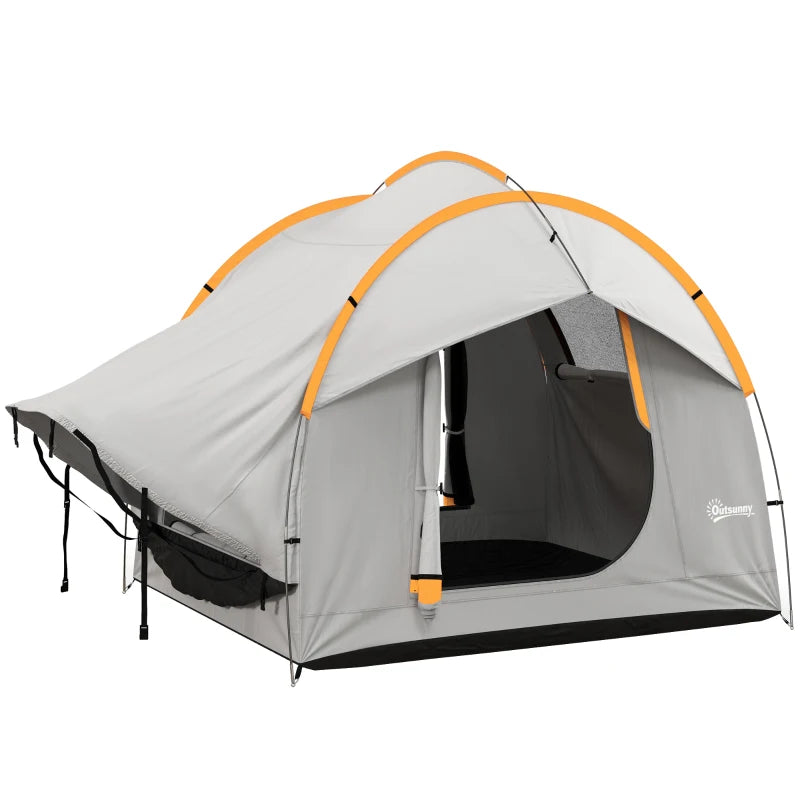 Tenda per Auto Impermeabile a 3 Porte in Poliestere, PE e Fibra di Vetro, 239x210x210 cm, Grigio e Arancione EG5A20-343V00OGEG5