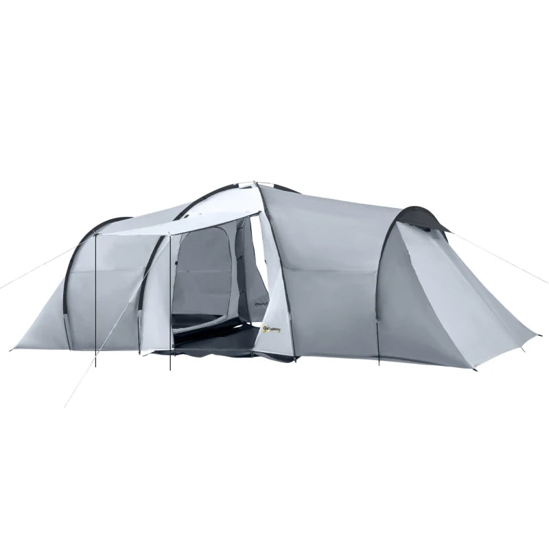 Tenda da Campeggio 5 Posti con 2 Camere Impermeabile con Baldacchino, 590x245x193 cm, Grigio WA1A20-287V00CGWA1