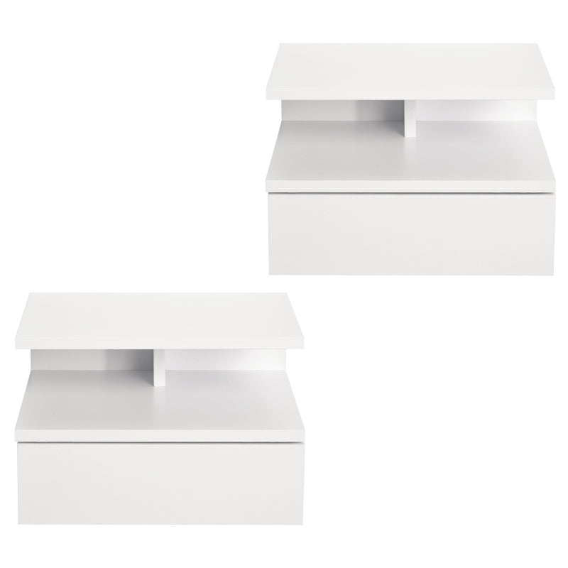 Set da 2 Comodini Sospesi per Camera da Letto con Cassetto e Mensola Superiore in Legno 35x32x22.5cm KL4831-338KL4