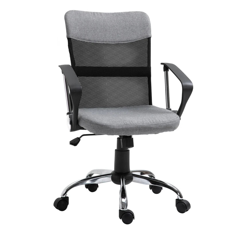 Poltrona da Ufficio in Tessuto Grigio, Sedia Girevole ed Ergonomica per Scrivania, 60 x 66 x 91-101cm RF9921-379GYRF9