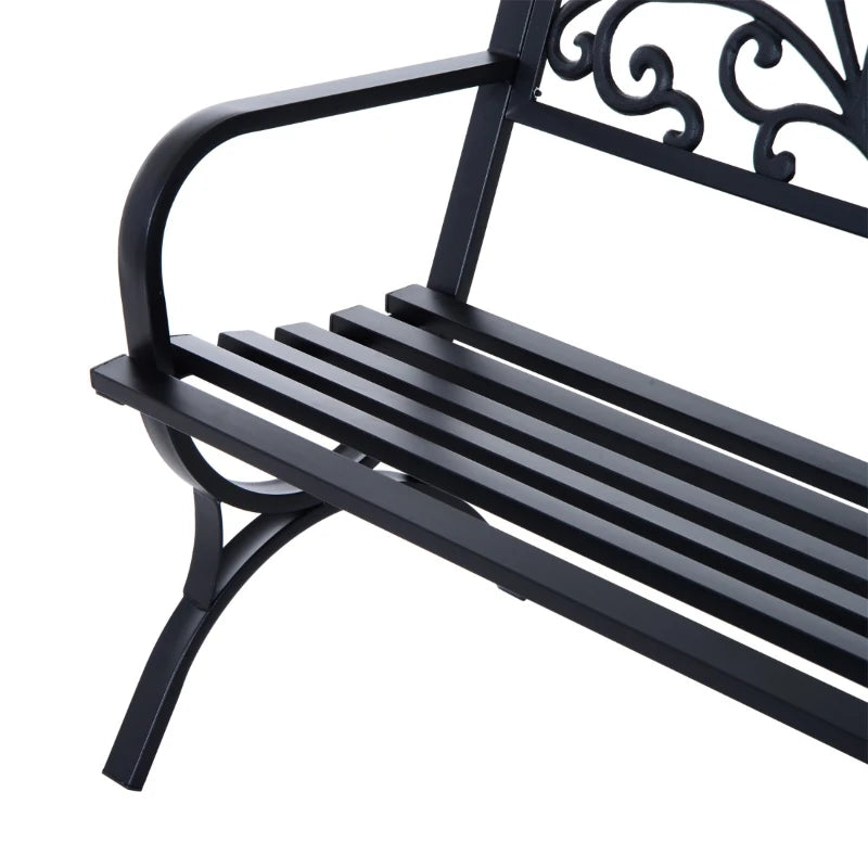 Panca Panchina da Giardino Esterno Metallo, Ghisa 127 × 60 × 85cm Nero 84B-009