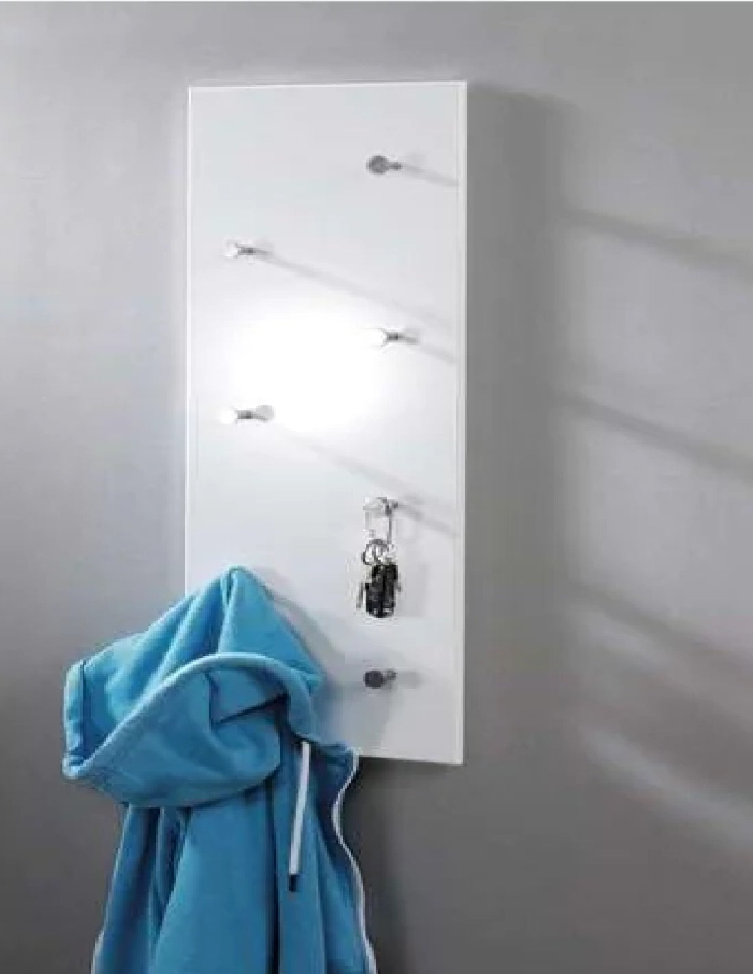 pannello in legno bianco appendiabiti per ingresso entrata entrata corridoio camera bagno attaccapanni 7 ganci cromati in nichel 80x30x6 mobile sospeso 2295,200,0H1