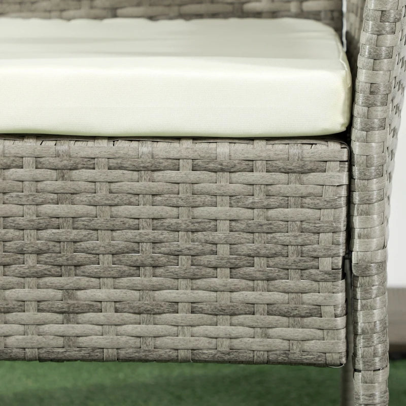 Divanetto per Esterni 2 Posti con Tavolino da Caffè, in Acciaio e Rattan PE, 137x59x82 cm, Grigio e Crema 867-181V00GG