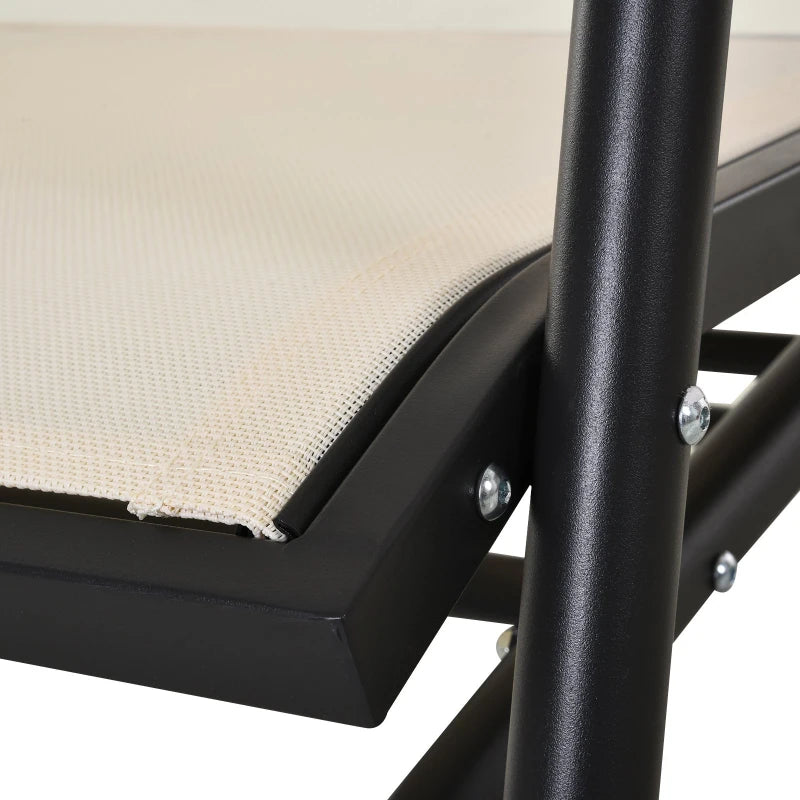 Panchina a Dondolo da Giardino a 2 Posti in Metallo e Tessuto Traspirante, 120x70x85cm, Beige 84A-076CW