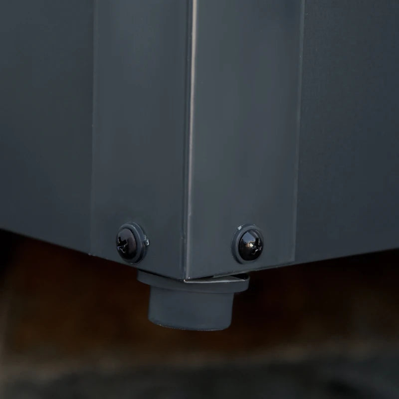 Panca Baule Contenitore da Giardino con Chiave, Cassapanca Moderna in Acciaio, Grigio, 120x62x62cm 84B-459V01