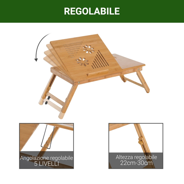tavolino da letto pc portatile con ventola di raffreddamento in legno di bambù da salotto soggiorno caffè divano moderno interno esterno 884923-00244F