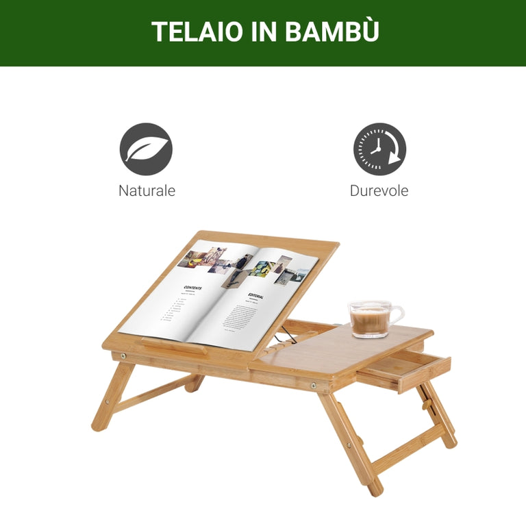 tavolino da letto pc portatile con ventola di raffreddamento in legno di bambù da salotto soggiorno caffè divano moderno interno esterno 884923-00244F