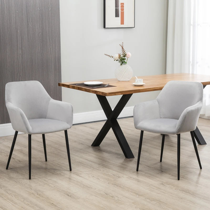 Set 2 Sedie per Soggiorno Nordiche con Schienale e Braccioli Ricurvi e Seduta Imbottita, 54x57x80 cm, Grigio ED5835-771V00LGED5