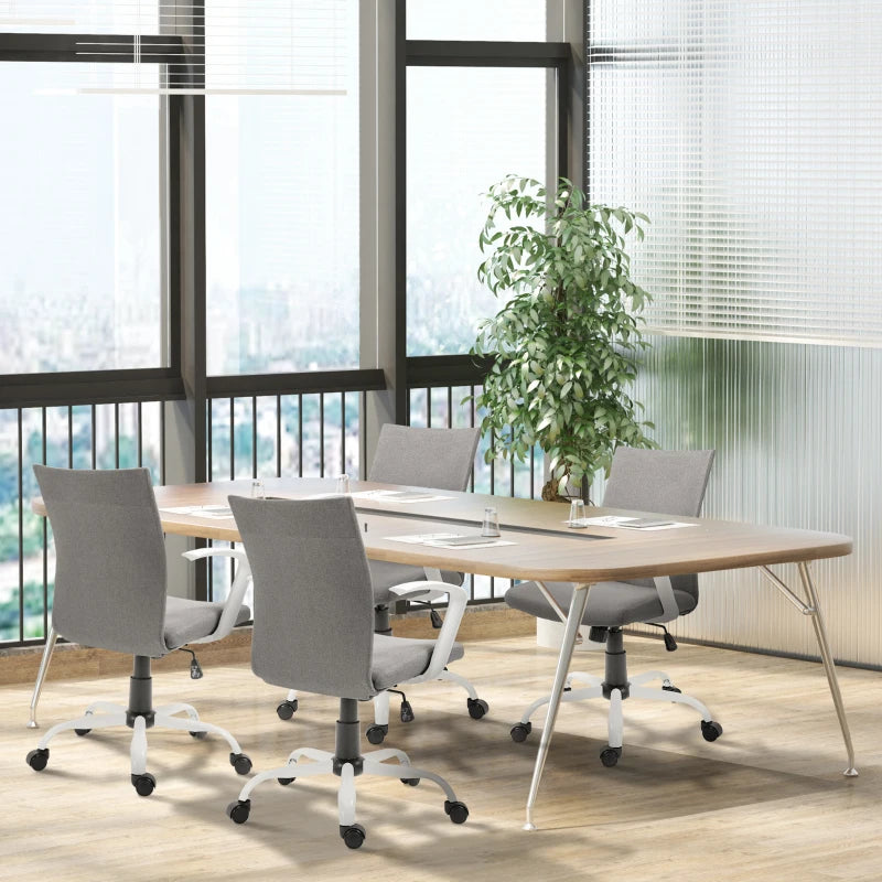 Sedia da Ufficio Ergonomica a Dondolo, Sedia da Studio Girevole, Sedia Scrivania con Altezza Regolabile in Tessuto Grigio, 61x61x89-99cm ED6921-540LGED6