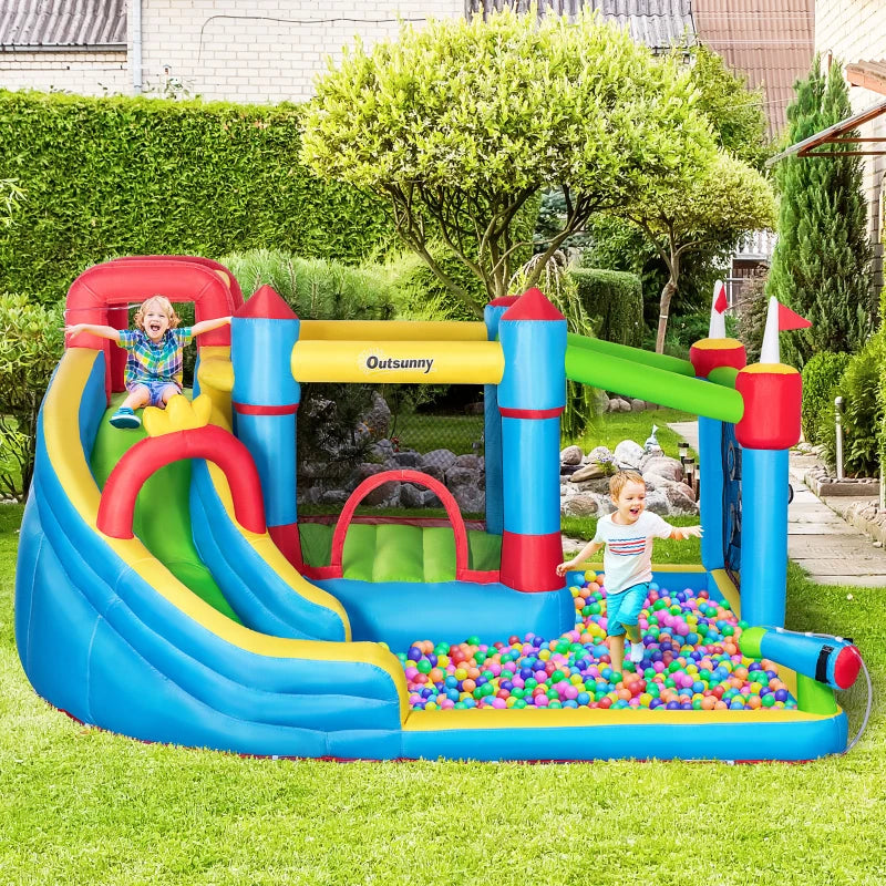 Castello Gonfiabile per Bambini con Scivolo, Trampolino e Piscina, 390x300x197cm PQ1342-040V90PQ1