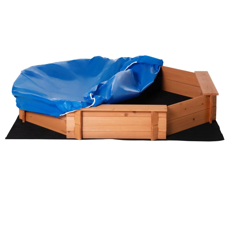 Sabbiera per Bambini in Legno con Sedili e Copertura, Età 3-8 Anni, 139.5x139.5x21.5cm WD6343-049RDWD6
