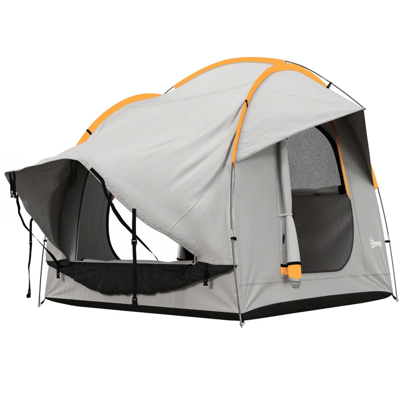 Tenda per Auto Impermeabile a 3 Porte in Poliestere, PE e Fibra di Vetro, 239x210x210 cm, Grigio e Arancione EG5A20-343V00OGEG5
