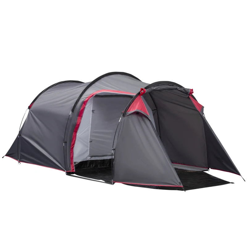 Tenda da Campeggio 2-4 Posti con Vestibolo e Porte con Cerniera, 426x206x154cm Grigio EM6A20-173CGEM6