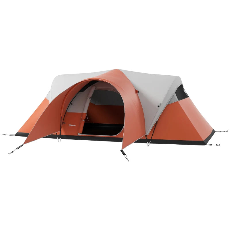 Tenda da Campeggio 5-6 Posti con Portico, Impermeabile 3000mm con Borsa di Trasporto, Arancione WI6A20-396V00OGWI6
