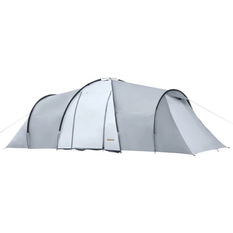 Tenda da Campeggio 5 Posti con 2 Camere Impermeabile con Baldacchino, 590x245x193 cm, Grigio WA1A20-287V00CGWA1