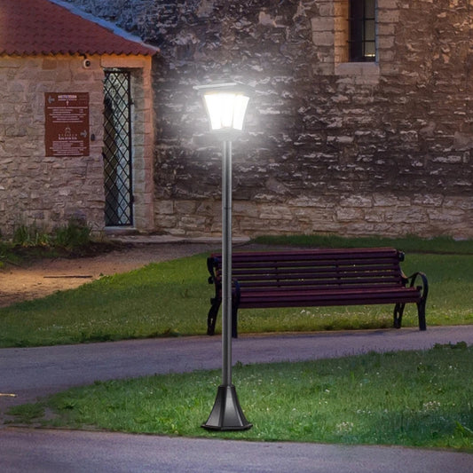 Lampione LED da Esterno ad Energia Solare Lampada da Giardino Lampada da Terra Impermeabile IP44 18×18×160cm Nero XN4842-108XN4