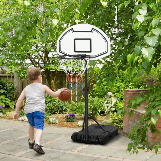Canestro Basket per Bambini ad Altezza Regolabile 132.5 - 161.5 cm con Base Riempibile e Ruote, Multicolore LY8A61-001LY8