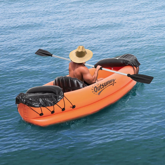 Canoa Gonfiabile 2 Posti in PVC con 2 Remi in Alluminio e Accessori, Arancione TG8A31-007TG8