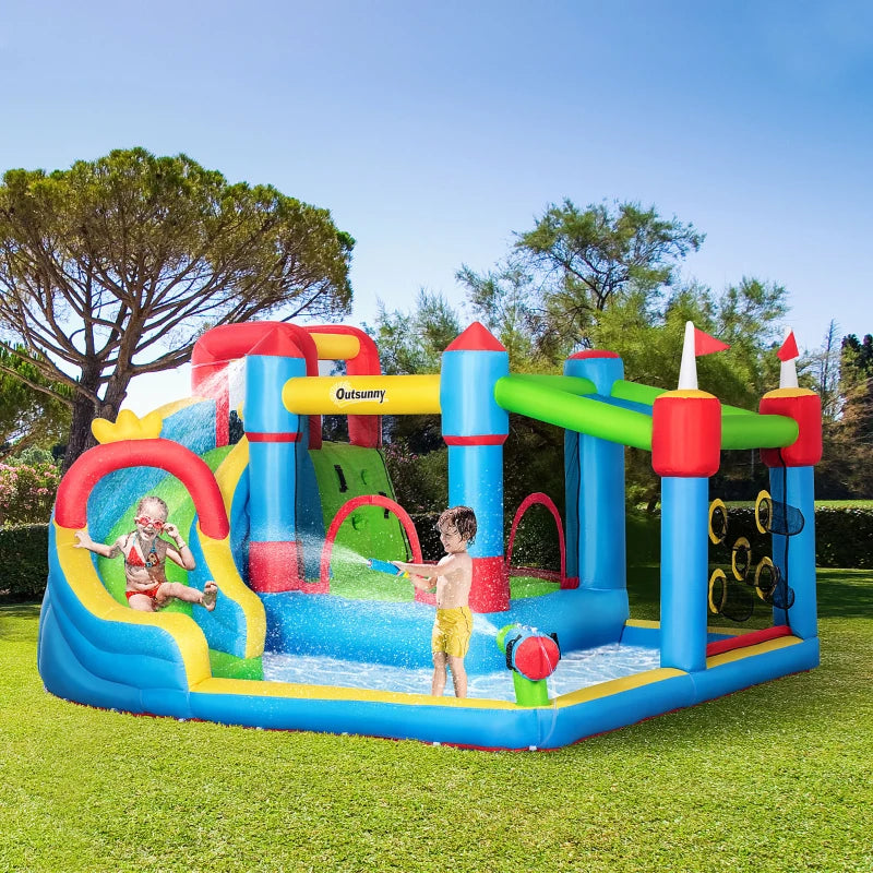 Castello Gonfiabile per Bambini con Scivolo, Trampolino e Piscina, 390x300x197cm PQ1342-040V90PQ1