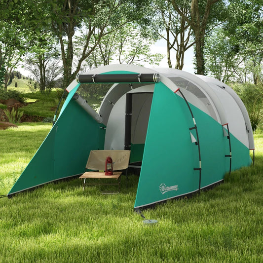 Tenda da Campeggio 2-4 Posti Impermeabile a Tunnel con Borsa di Trasporto, 460x260x190 cm, Verde ED3A20-399V00GNED3