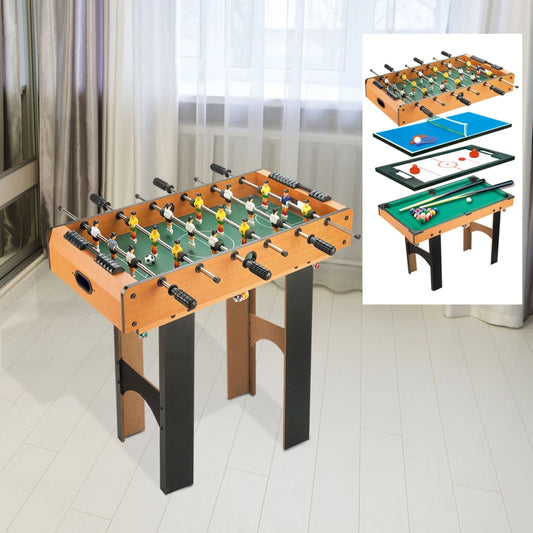 Tavolo Multi gioco 4 in 1 con Calcio Balilla, Hockey da Tavolo, Ping Pong e Biliardo in Legno MDF, 87 x 43 x 73cm QP7A70-019QP7