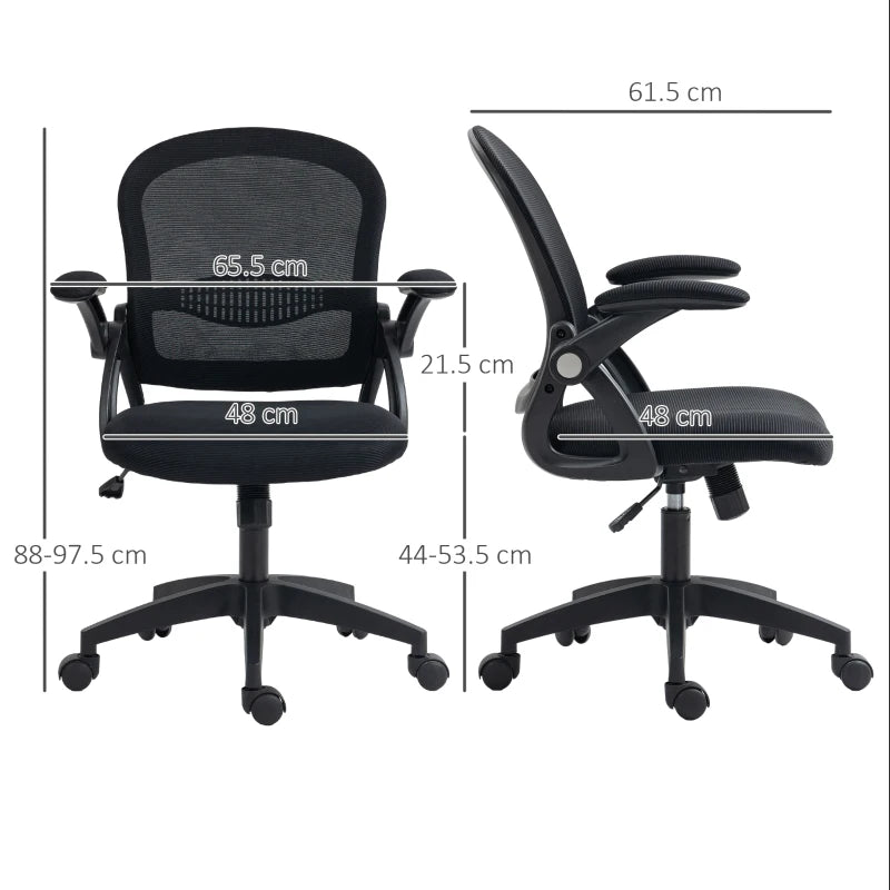 Sedia da Ufficio Ergonomica con Schienale a Rete e Altezza Regolabile, 65.5x61.5x88-97.5cm, Nero TG1921-511V01BKTG1