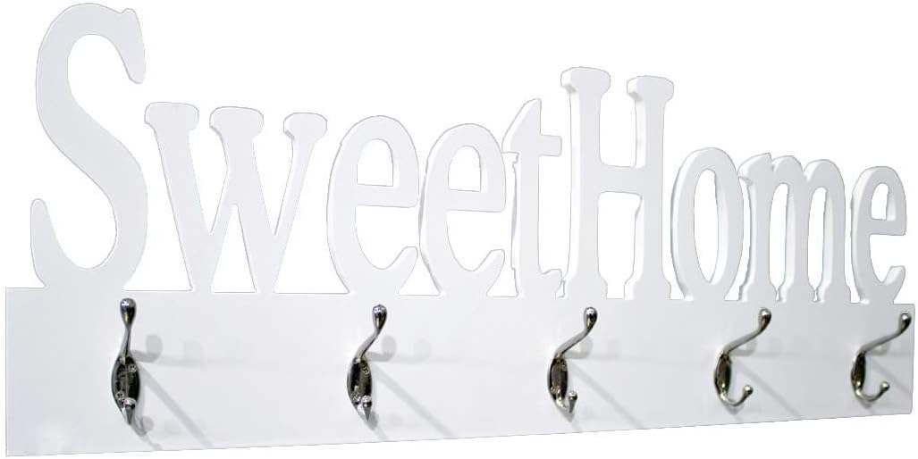 mobile ingresso entrata appendiabiti da parete muro attaccapanni in legno bianco ganci in acciaio quadro pannello decorativo 2295,383H1