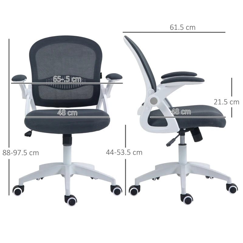 Sedia da Ufficio Ergonomica con Schienale a Rete e Altezza Regolabile, 65.5x61.5x88-97.5cm, Grigio YH6921-511V01GYYH6