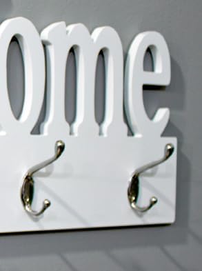 mobile ingresso entrata appendiabiti da parete muro attaccapanni in legno bianco ganci in acciaio quadro pannello decorativo 2295,383H1