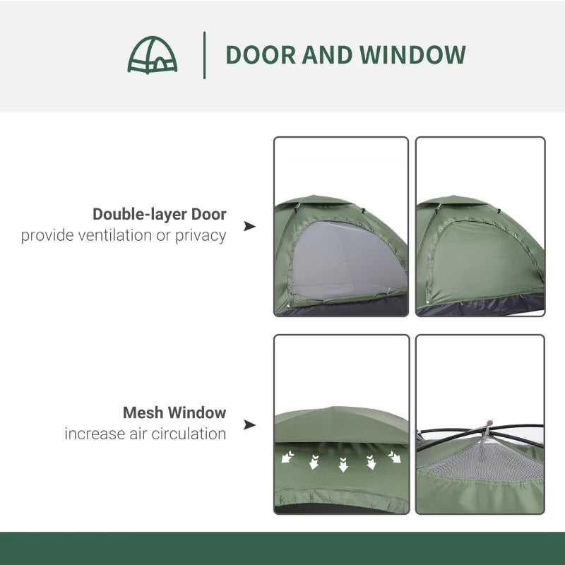 Tenda da Campeggio a Igloo con Porta a Cerniera, Zanzariera e Finestre a Rete, 206x152x110 cm, Verde IW8A20-260DGIW8