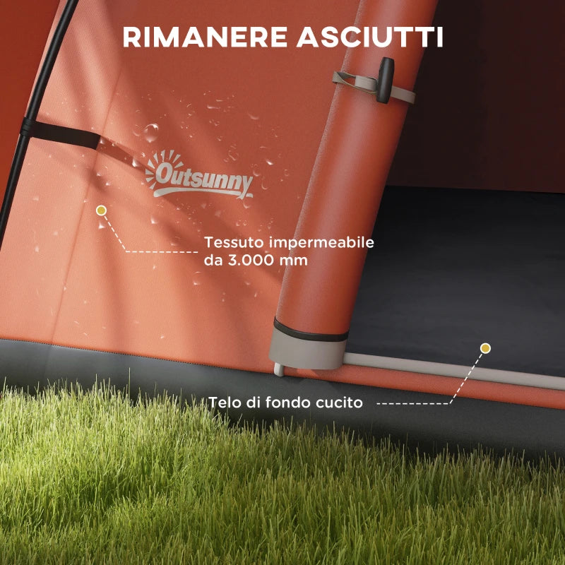 Tenda da Campeggio 5-6 Posti con Portico, Impermeabile 3000mm con Borsa di Trasporto, Arancione WI6A20-396V00OGWI6