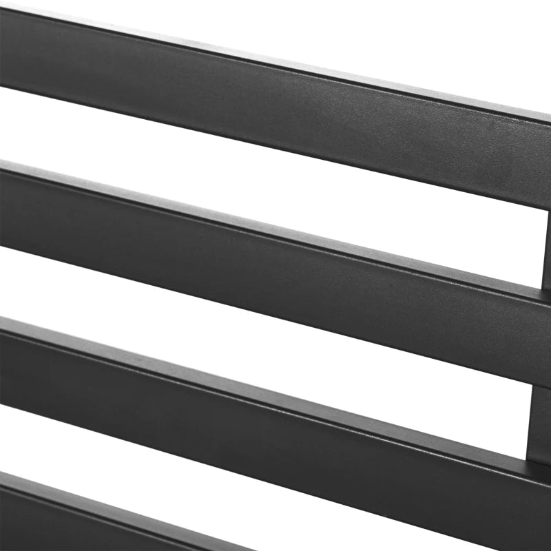 Panchina da Esterno in Metallo Impermeabile Nero, Panca da Giardino a due Posti, 127 x 62 x 82cm - Max 240kg  84B-010