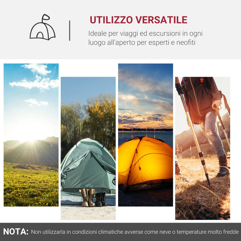 Tenda da Campeggio 2-4 Posti con Vestibolo e Porte con Cerniera, 426x206x154cm Grigio EM6A20-173CGEM6