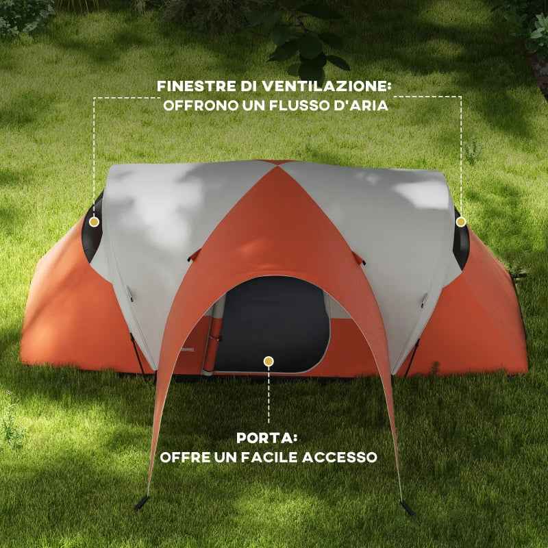 Tenda da Campeggio 5-6 Posti con Portico, Impermeabile 3000mm con Borsa di Trasporto, Arancione WI6A20-396V00OGWI6
