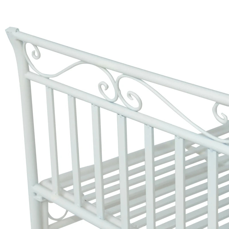Panchina da Esterno a 2 Posti , Panchina Biposto da Giardino Stile Romantico Ferro 113.5 x 50 x 96cm Bianco 84B-077