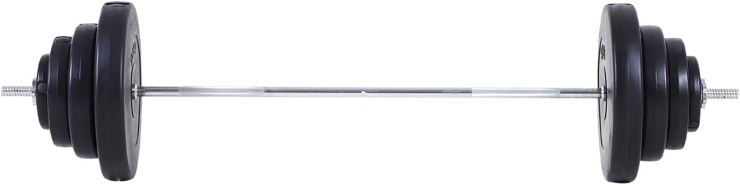 Set Bilanciere e Dischi 70kg pesi palestra 8 Dischi Pesi Rivestiti in Plastica e Barra in Ferro, 170x40.5x40.5cm Nero 898A91-074f66