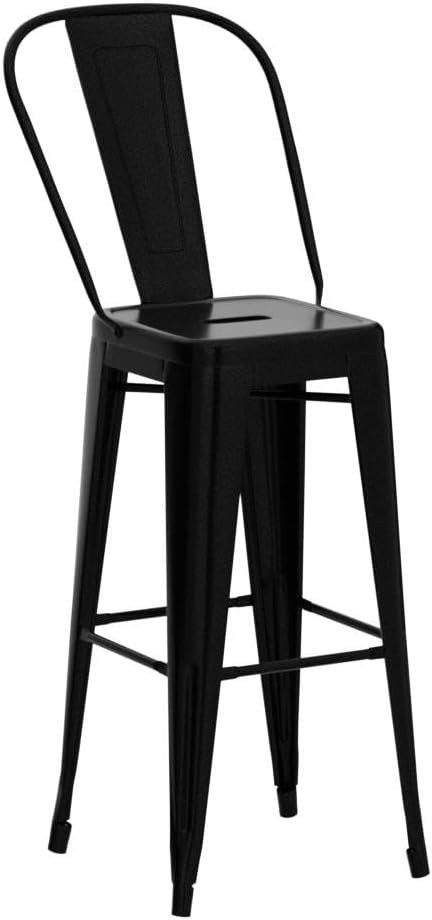 set da 4 sgabelli per cucina bar pub sgabello nero in con schienale rimovibile design sedia con poggiapiedi soggiorno TYU835-122BKD33