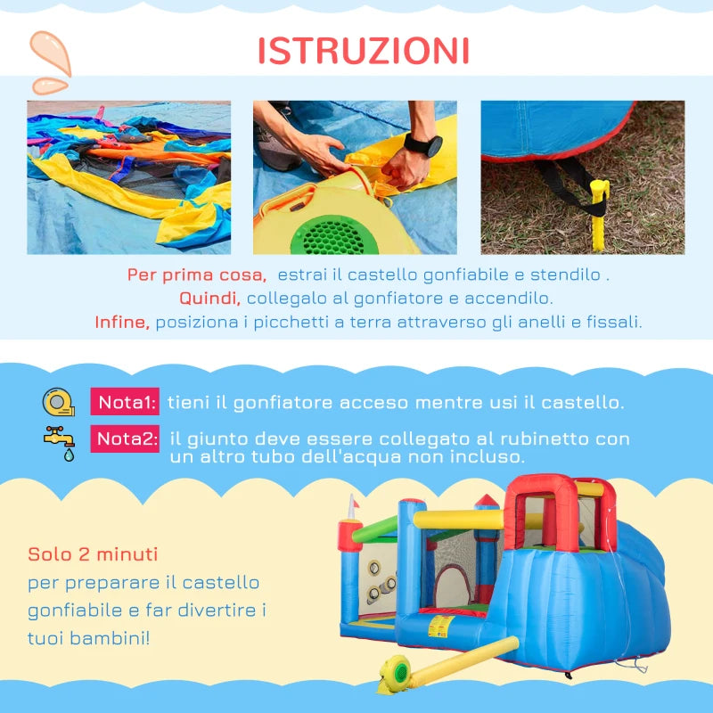 Castello Gonfiabile per Bambini con Scivolo, Trampolino e Piscina, 390x300x197cm PQ1342-040V90PQ1