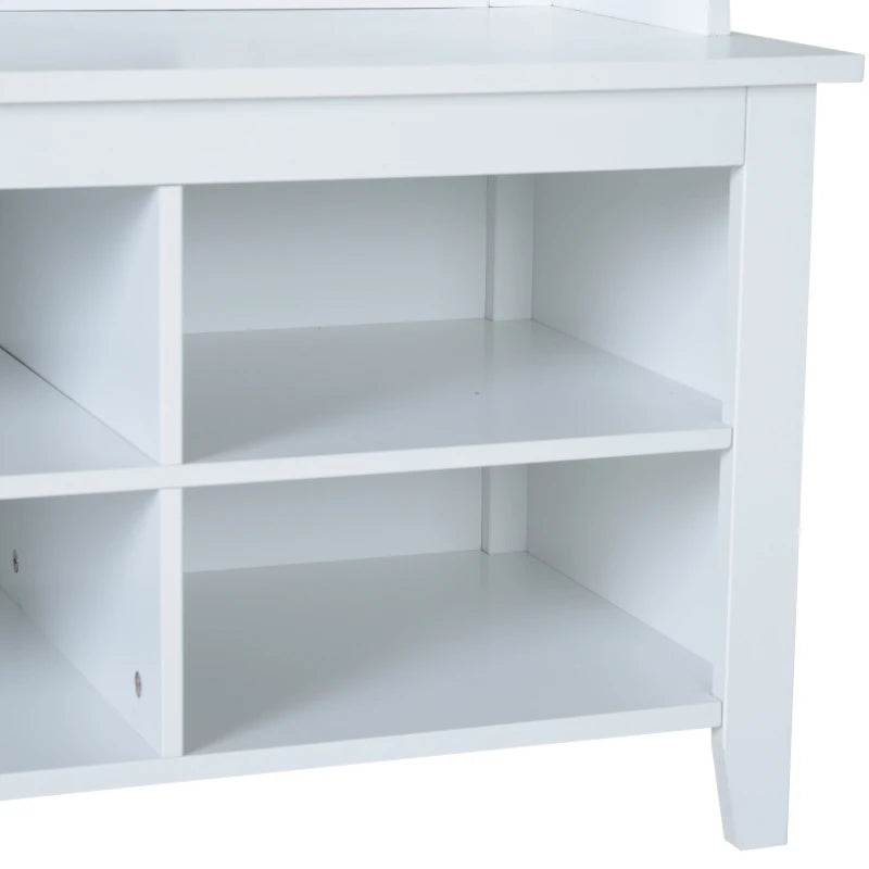 Appendiabiti Attaccapanni da Terra con Specchio Scarpiera 4 Ganci Legno 80x40x170cm Bianco HU7831-226HU7