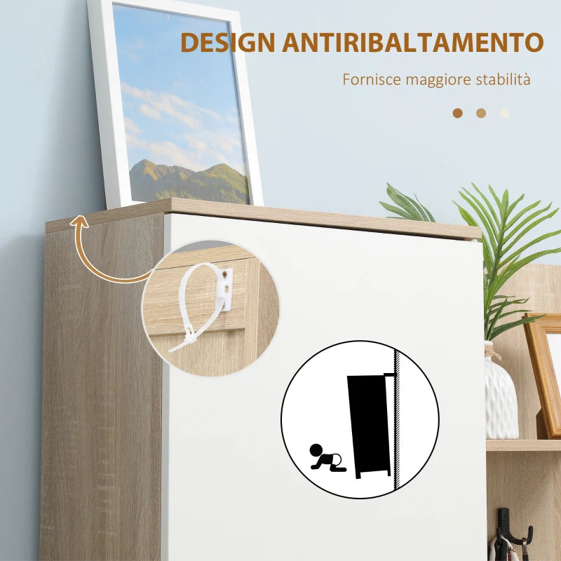 Mobile da Ingresso 4 in 1 in Truciolato con Specchio, Ganci e Ripiani Regolabili Interni, 145x29x184 cm HJ6837-256V00WTHJ6