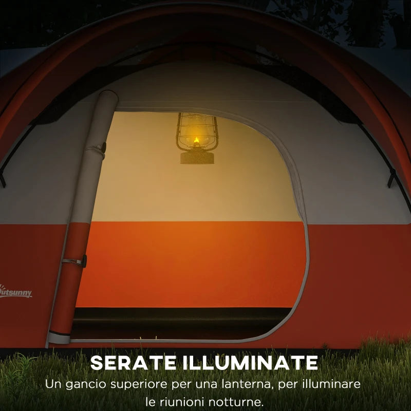 Tenda da Campeggio 5-6 Posti con Portico, Impermeabile 3000mm con Borsa di Trasporto, Arancione WI6A20-396V00OGWI6