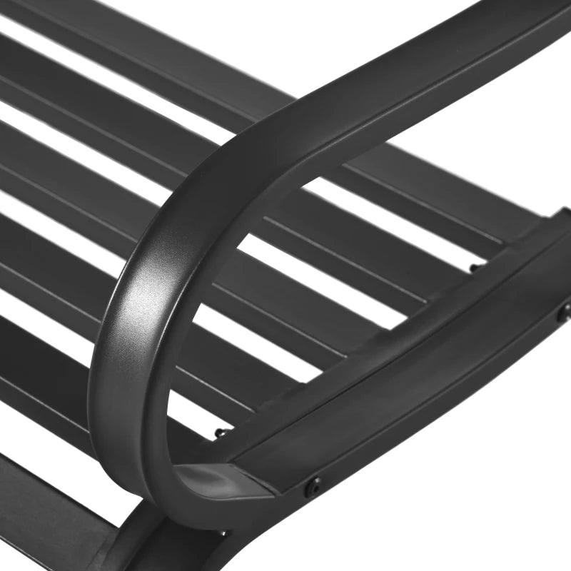 Panchina da Esterno in Metallo Impermeabile Nero, Panca da Giardino a due Posti, 127 x 62 x 82cm - Max 240kg  84B-010