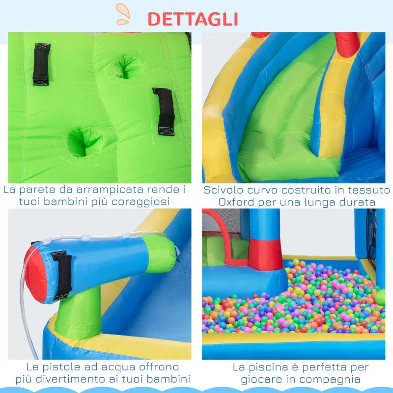 Castello Gonfiabile per Bambini con Scivolo, Trampolino e Piscina, 390x300x197cm PQ1342-040V90PQ1