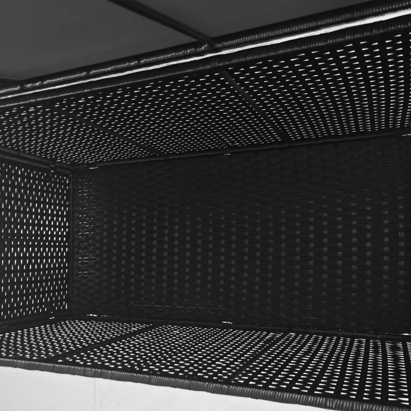 Baule da Giardino in Rattan PE con Ruote e Maniglia Laterale, 121x57x67cm, Nero 865-016V00BK