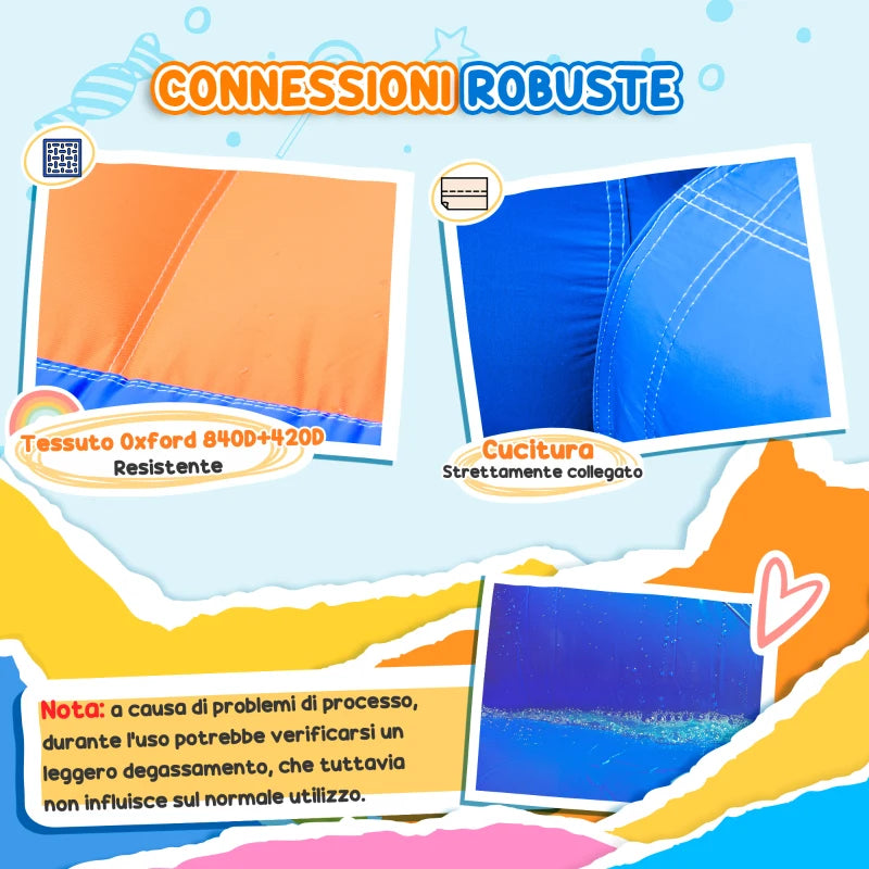 Castello Gonfiabile Gigante e Rimbalzante per Bambini 3-8 Anni con Scivolo, Piscina e Gonfiatore 3.6x1.75x1.8m MN4342-022V90MN4