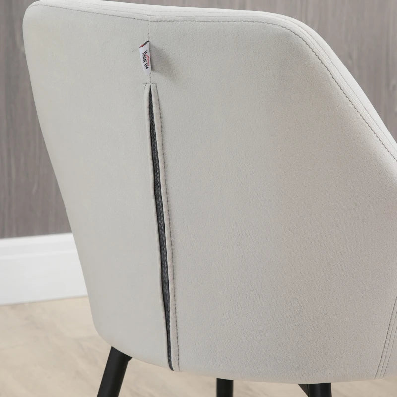 Set 2 Sedie per Soggiorno Nordiche con Schienale e Braccioli Ricurvi e Seduta Imbottita, 54x57x80 cm, Grigio ED5835-771V00LGED5