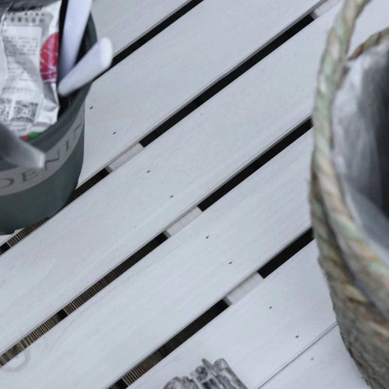 Panca Contenitore in Legno di Abete, Cassapanca da Esterno con Piedini Antiscivolo 127x56x60cm, Bianco 84B-458WT