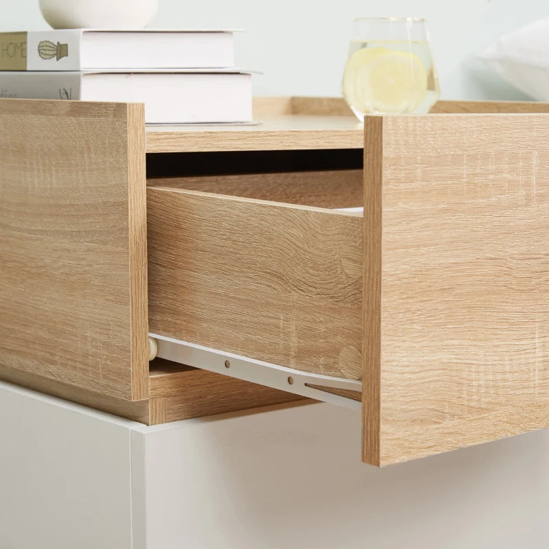 Comodino con 2 Cassetti in Legno, Design Moderno e Impilabile, 50x40x47.5cm AS3831-476NDAS3