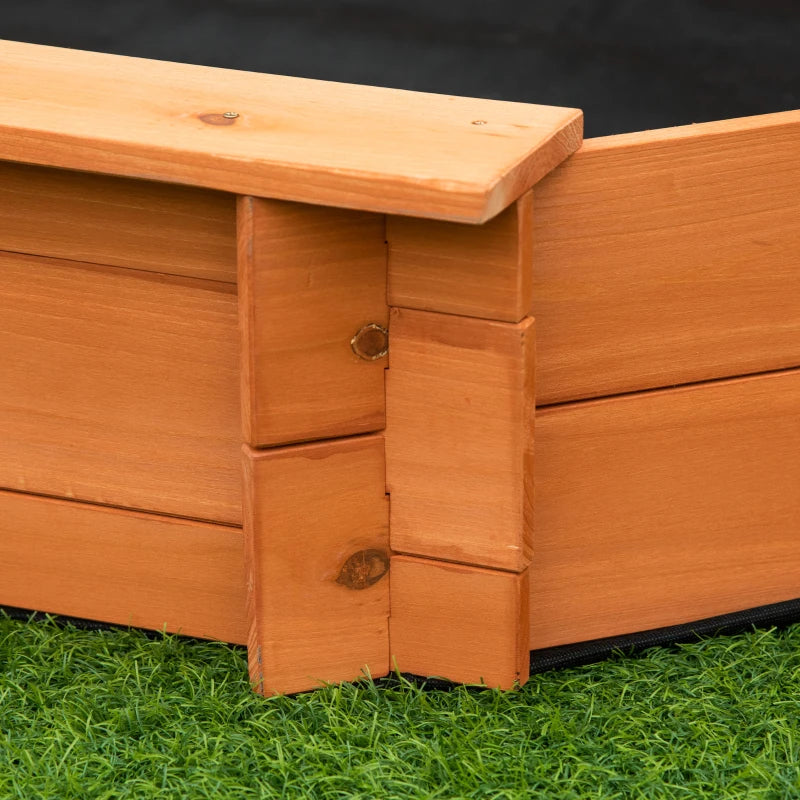 Sabbiera per Bambini in Legno con Sedili e Copertura, Età 3-8 Anni, 139.5x139.5x21.5cm WD6343-049RDWD6